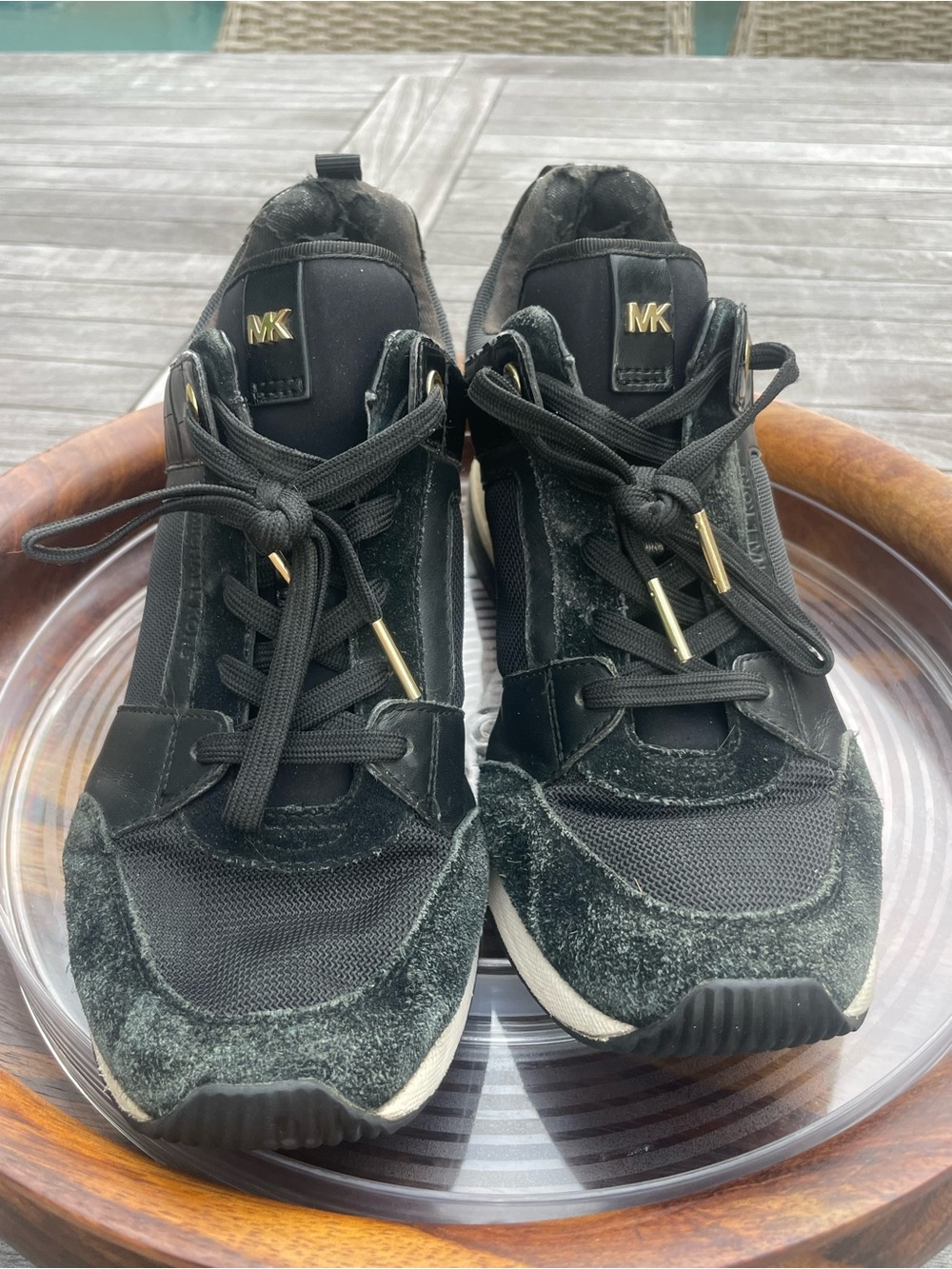 Michael Kors Black Sneakers with Gold Accents